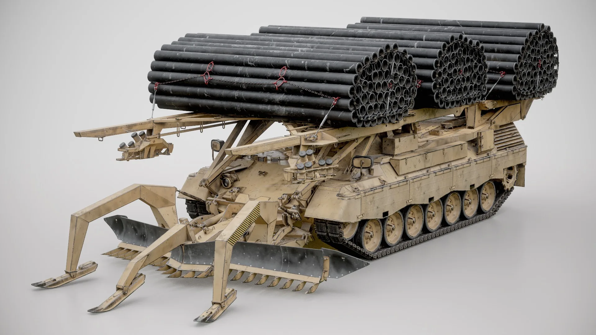 Leopard VIABLFT Military Combat Engineering Vehicle with Mine Fascines — 3D model preview